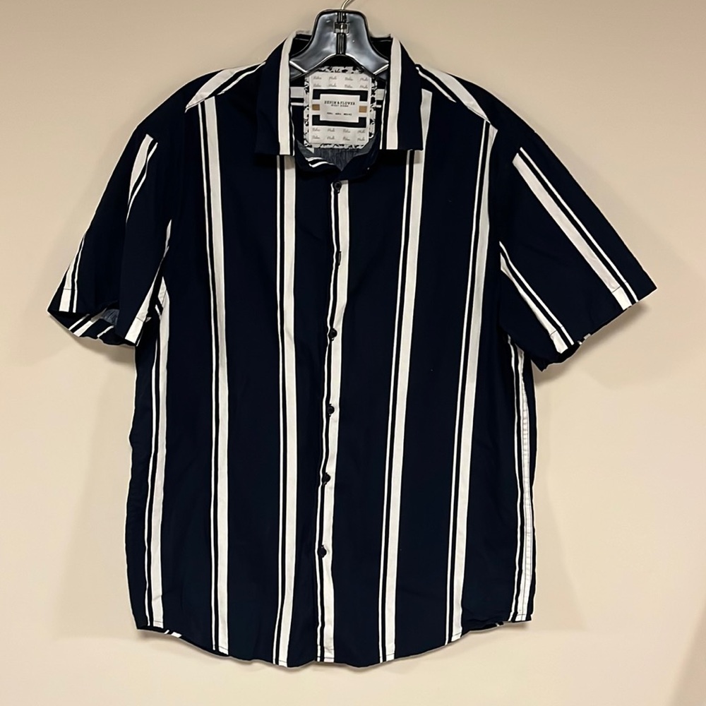 Denim and flower men’s large shirt